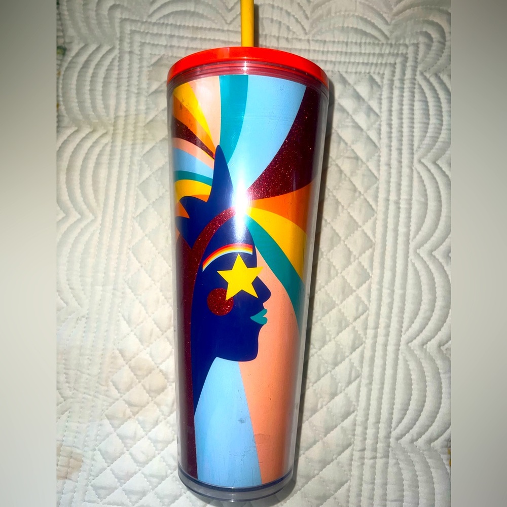 Starbucks Pride-  Multicolor Pop Art Travel Tumbler - Red Lid, Yellow Straw